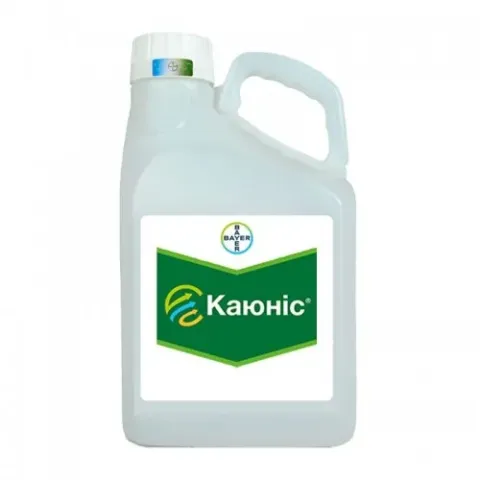 Fungicide Cayunis 325 EC in a white jug with a green label