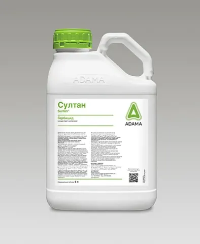 White jug with green cap and label «Sultan» from brand ADAMA. - Cardinal z.p.