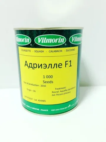 Seed package of zucchini 'Adrielle F1' by Vilmorin