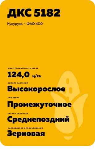 Жовтий пакет насіння кукурудзи ДКС 5182