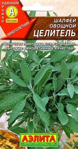 Пакет семян шалфея Целитель с изображением листьев