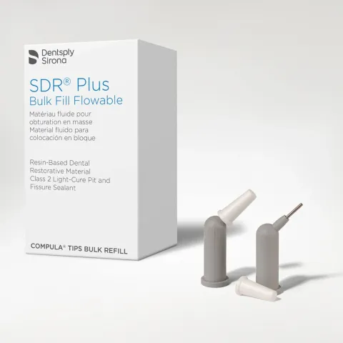 White box of SDR Plus Bulk Fill Flowable with two dental paste tubes - Reduktal Si-Plus