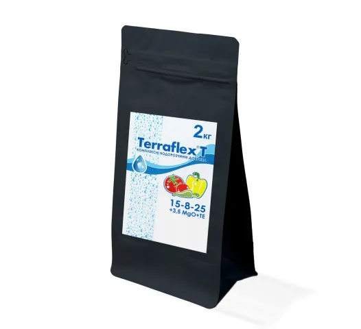 Пакет удобрения Terraflex с надписью 2кг и изображением овощей - ТЕРРАФЛЕКС (ГИДРОФЛЕКС)
